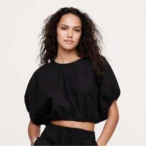 NWT Banana Republic COTTON POPLIN BUBBLE-HEM CROPPED TOP